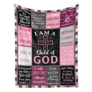 I Am A Child Of God Christian Bible Verse Flannel Blanket Pink Religious Throw with Inspirational Scripture Quotes – Ultra-Soft, Cozy, Perfect for Faith Gifting, Christian Home Decor, Ideal for Year-Round Snuggling & Prayerful Comfort.