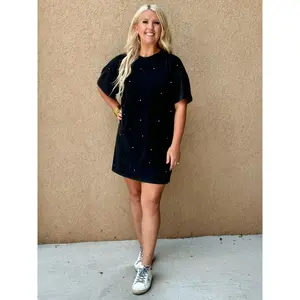 Multi Color Rhinestone TShirt Dress