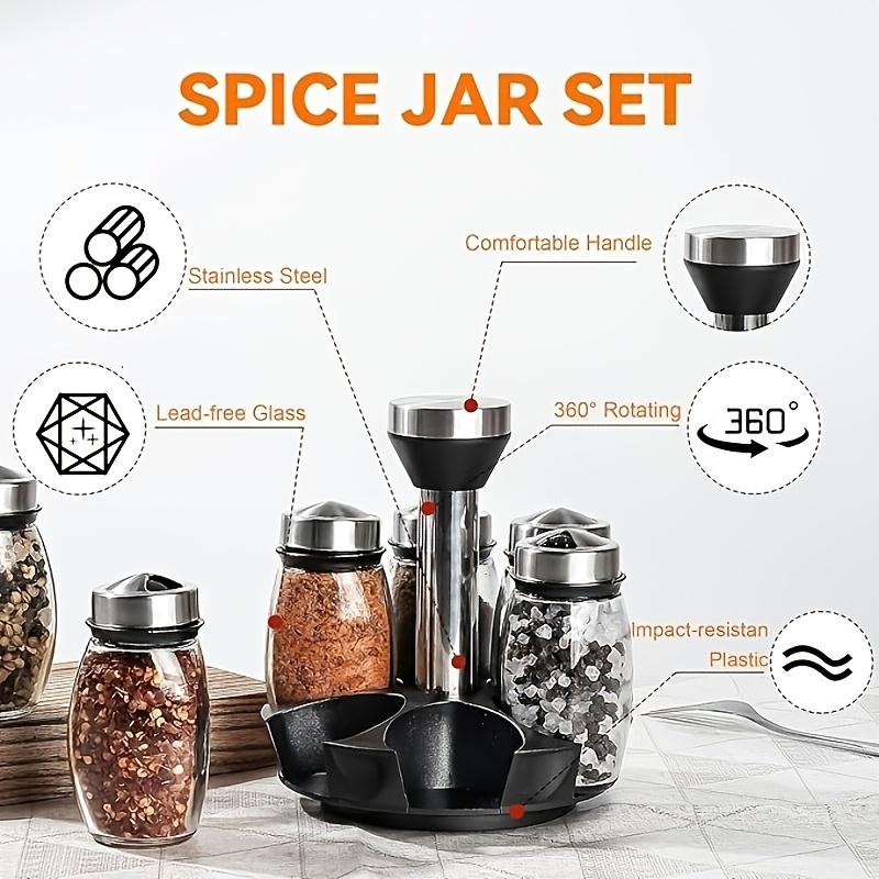 [Glass Jar Bottle Set] 6pcs/12pcs Glass Jar Bottle Set, for Kitchen Organizers And Storage, Pantry Organizers And Storage, Spices Organizers And Storage, Kitchen Organization, Spice Rack, Kitchen Storage And Organization, Storage Cabinet,