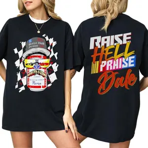 [tiktok shop deals]Men's t shirts Fashion and leisure Dale Earnhardt Raise Hell Praise Retro 90s 2 Sides T-Shirt , Nascar Raise Hell Praise Dale Shirt for Men Women, Vintage Racing Tees men gifts