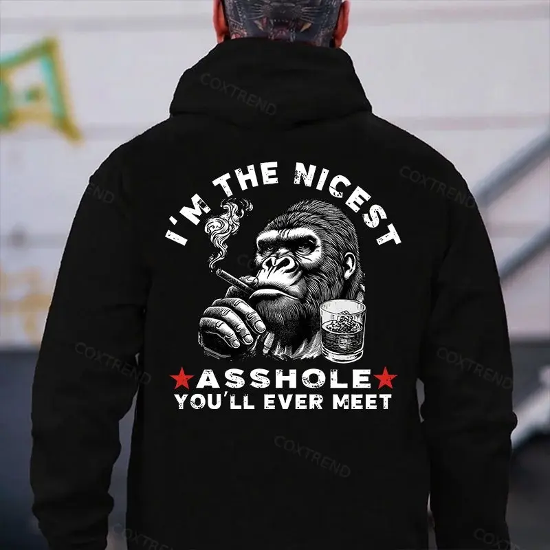 I'm The Nicest Asshole You'll Ever Meet Printed Men's Hoodie, Funny Graphic Hoodie for Men, Bold Statement Sweatshirt, Casual Hoodie for Daily Wear, Trendy Humor Apparel, Unique Gift for Sarcastic Men, Comfortable Hoodie for Cold Weather Unisex hoodie