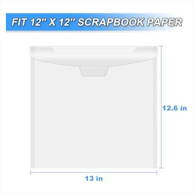 12 x 12 Scrapbook Paper Storage Bag with Buckle Design, Clear Paper Storage Bag for Storing Scrapbook Paper, Vinyl Paper for Christmas New Year Home Use