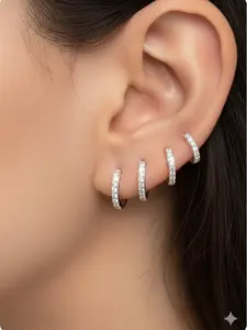 Mother Day Gift Small Gold Silver Hoop Earrings Set for Women 14K Gold Plated Earring Stack Earrings for Multiple Piercing Lightweight 4Pairs