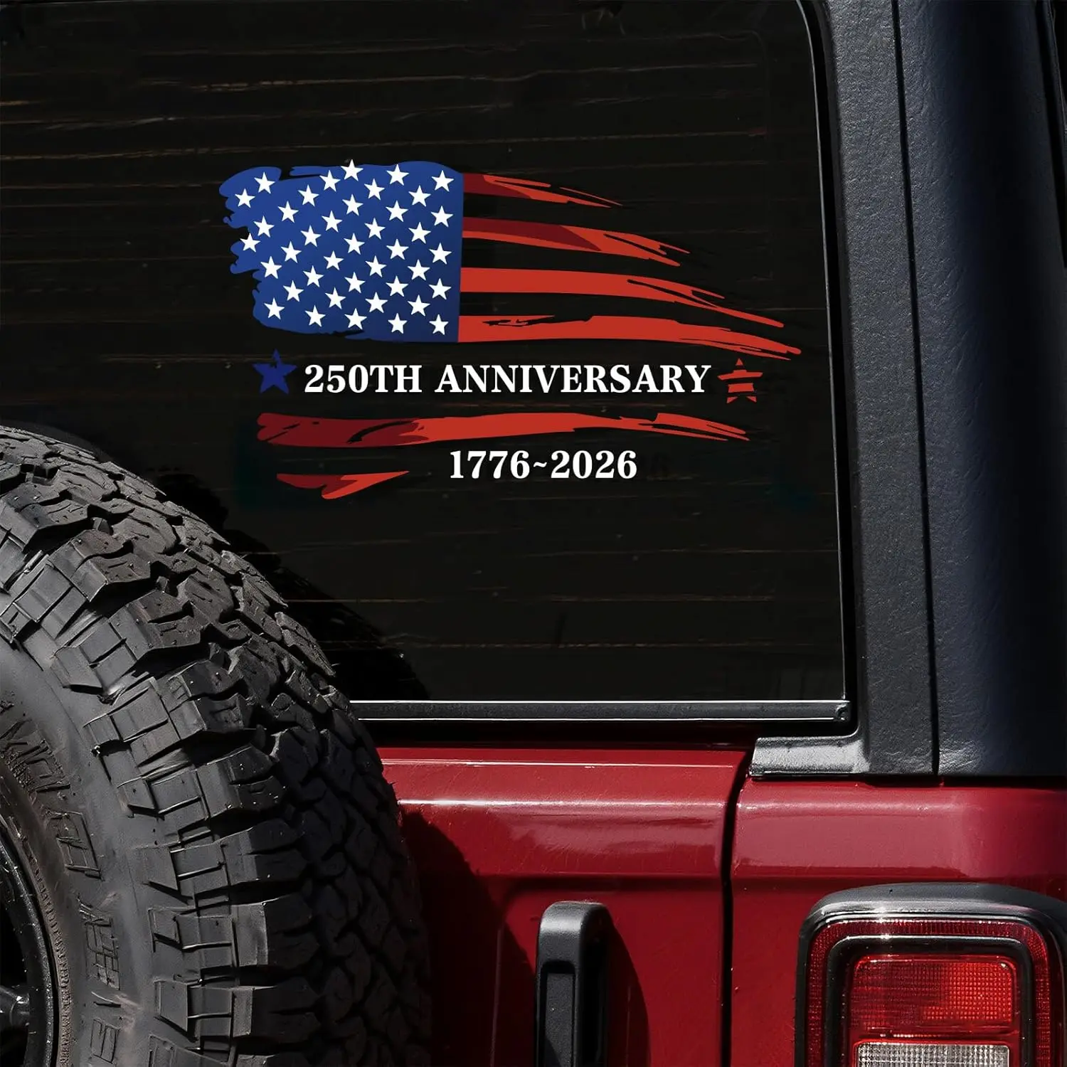 2 Pack America 250th Anniversary 1776-2026 Car Window Decals, American Flag Vinyl Stickers, Weatherproof Fade Resistant, Easy Peel and Stick, for Car Truck SUV Laptop Gift
