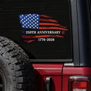 2 Pack America 250th Anniversary 1776-2026 Car Window Decals, American Flag Vinyl Stickers, Weatherproof Fade Resistant, Easy Peel and Stick, for Car Truck SUV Laptop Gift