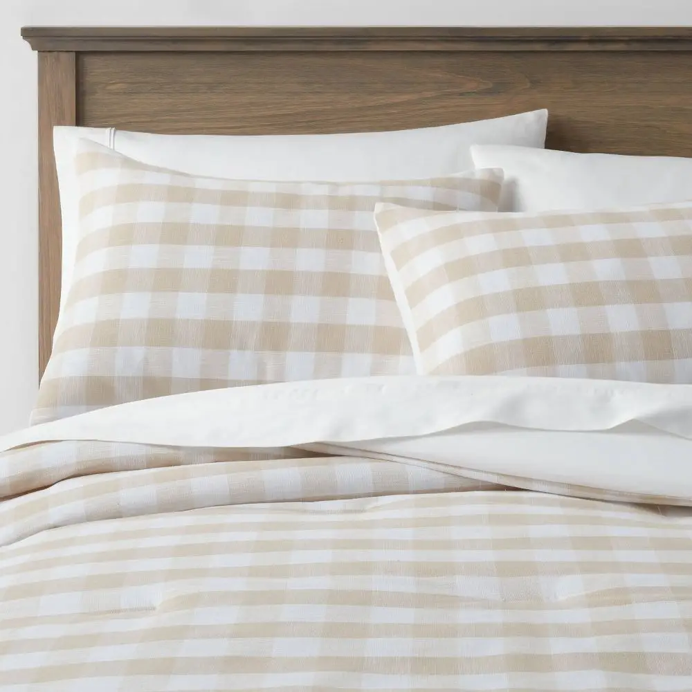 Threshold Comforter Set Cotton Gingham Breathable Comfort All-Season