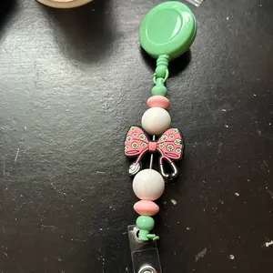 Mint Green Stethoscope Bow Badge Reel