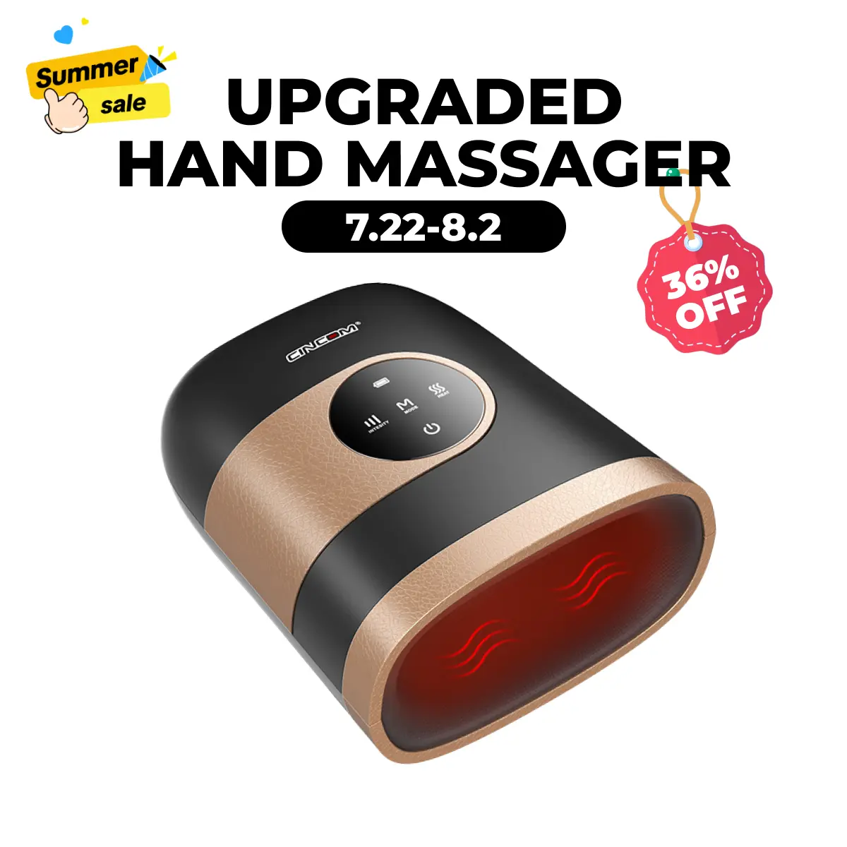 CINCOM Upgraded Hand Massager (BLACK), Cordless Hand Massager with Heat, Ideal Gifts for Loved Ones,dorm essentials CINCOM Upgraded Hand Massager (BLACK), Cordless Hand Massager with Heat, Ideal Gifts for Loved Ones,dorm essentials