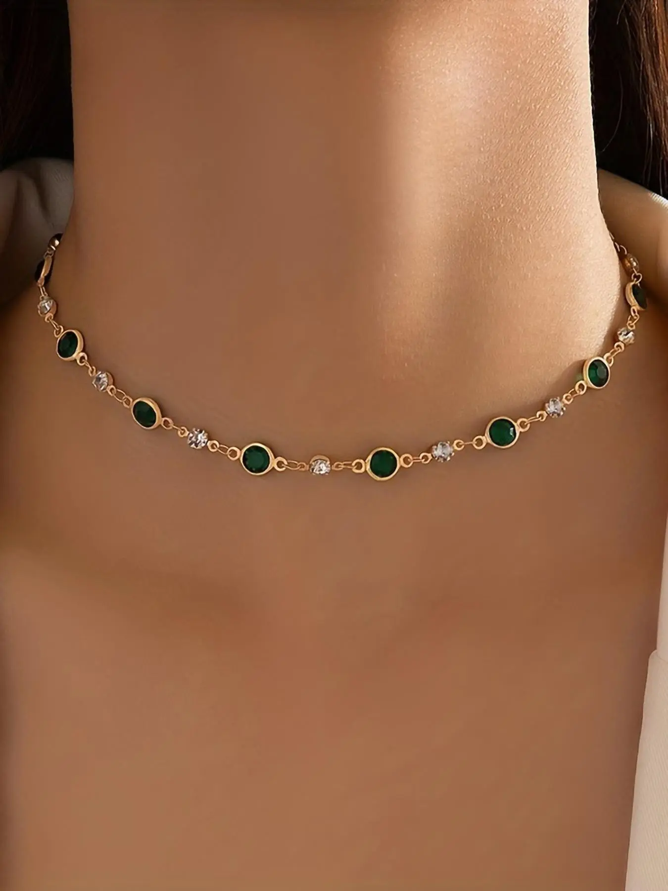 Rhinestone Decor Choker Necklace for Women, Fashion Jewelry for Party, Daily Wear Necklace, Trendy All-match & Exquisite Jewelry for Birthday Gift, Rhinestone Necklace, Dainty Choker Necklace, Dainty Necklaces, Exquisite Chain Jewelry