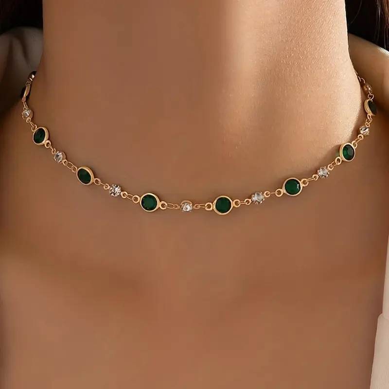 Rhinestone Decor Choker Necklace for Women, Fashion Jewelry for Party, Daily Wear Necklace, Trendy All-match & Exquisite Jewelry for Birthday Gift, Rhinestone Necklace, Dainty Choker Necklace, Exquisite Chain Jewelry, Rhinestone Decorated Necklace