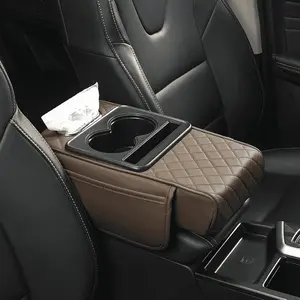Cup holder & phone storage for vehicles long distance driving traval, Car center console armrest pad, Multifunctional 4 in 1 car storage bag, Car interior accessories armrest box storage pocket, Universal car interior accessories for stowing tidying