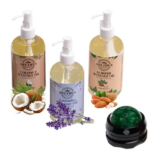 3 Pack Decimus Selections EST.2023 Massage Oil, Coconut, Lavender, Almond and Massage Roller Ball Bundle