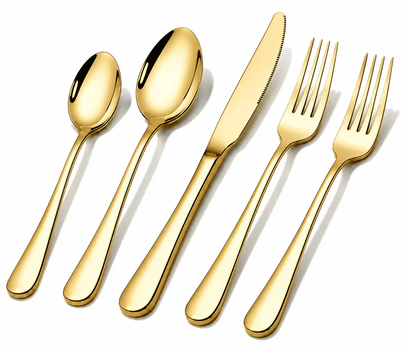40-Piece Golden Stainless Steel Silverware Set, with 8 Free Steak Knives, include Spoon, Fork, Flatware Set for 8, Tableware Cutlery Set, Mirror Finished Dining Utensil Sets for Home Restaurant, Kitchen，Dishwasher Safe