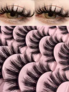 New 14pairs Cat Eye False Eyelashes Mink Eyelashes Invisible Band Lash Extension Natural False Eyelashes Cross Cluster Fairy 3D Faux Big Eye Long Fake Lashe