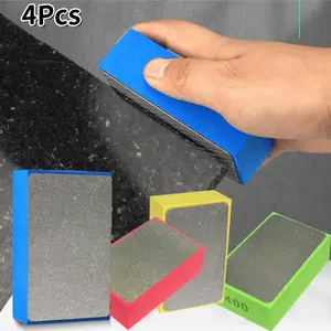4pcs Diamond Hand Polishing Pads for Ceramic Tile Glass Grinding,Sanding Blocks Polishing 60#,100#,200#,400#