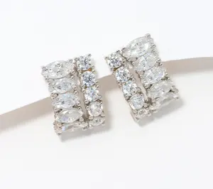 Diamonique Statement Drop Earrings, Sterling Silver