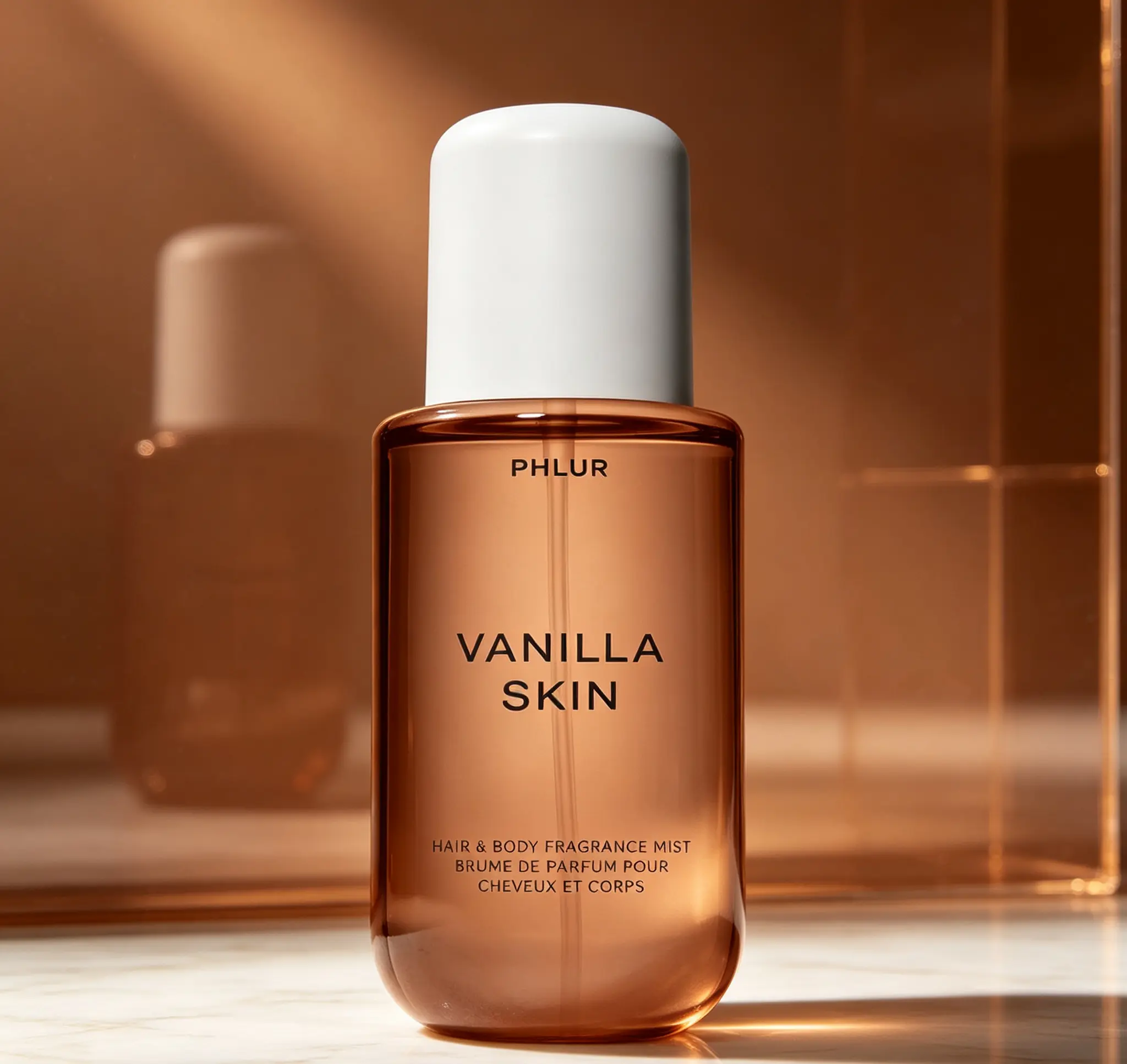 PHLUR Vanilla Skin Hair & Body Mist 8 Fl Oz (240ml), Women’s Vanilla Scented Body Spray with Pink Pepper, Cashmere Wood & Sandalwood