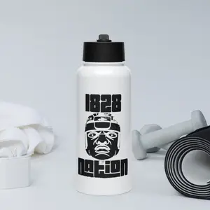 Stainless steel water bottle with a straw lid