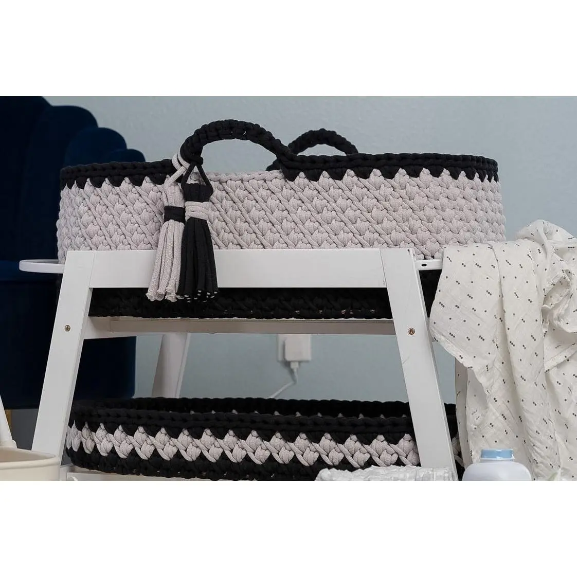Custom Baby Moses Basket in Our Cascade Stitch