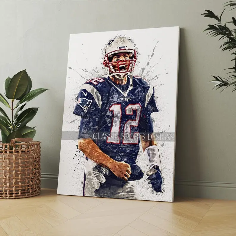 Tom Brady Poster, New England Patriots, Wall Art Print, Kids Decor, Man Cave Gift, Sports Art Shelly