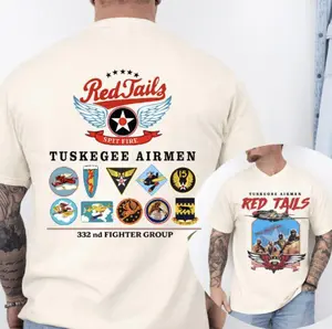 Tuskegee Airmen T-Shirt Tuskegee Airmen Red Tails Vintage Graphic Tee - Soft Cotton Short Sleeve Shirt for Men & Women - Everyday Retro Style