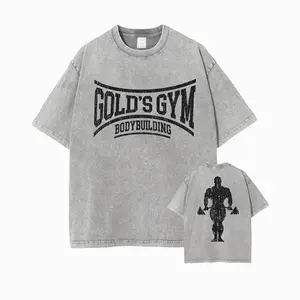 Gold's Gym Bodybuilding Shirt, Workout Washed Tee, Men's Sport Outfit, Gym Men's Washed T-shirt, Muscle Training Shirt IM5