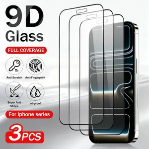 iPhone 17/16/15/14/13/12/11 Full Series 9D Tempered Glass Screen Protector, 3-Pack, Anti-Scratch, Anti-Fingerprint, Shockproof, Oil-Resistant
