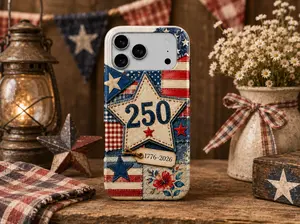 Denim Americana Patchwork Phone Case, 4th of July Trendy Summer Case