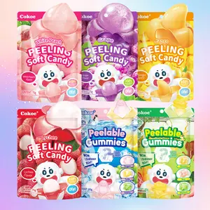 Cokoc 6-Pack Combo Peelable Gummy Candy - Fun Gummies with 50%+ Real Fruit Juice, Dual-Layer, Blind Box Animals