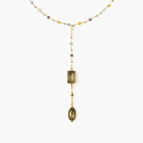 en route 18K Gold Plated Celestial Lariat Necklace in Gold, Chic Colorful Stone Jewelry in Lariat Style, Versatile Jewelry for Layering, Everyday Wear or Statement Styling #SpringStatements
