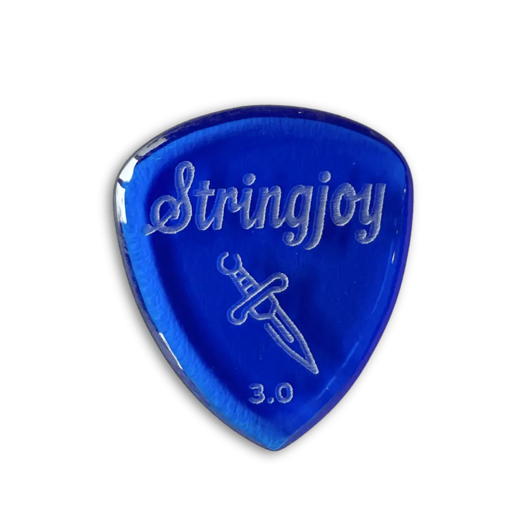 Stringjoy 3.0mm Dagger Polymethyl Methacrylate Guitar Pick Set - 2 Pack, Blade Shape Graphic, Effortless Release, Textured Grip for Guitar Playing (3 Months Durability Assurance), Polymethyl Metacrylate