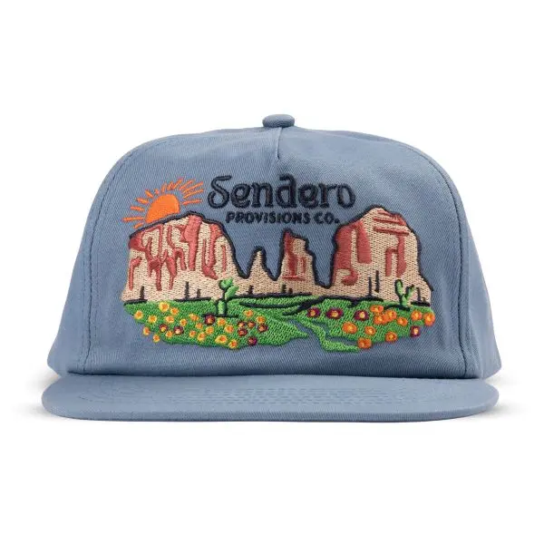 Sendero Provisions Co. Desert Bloom Western Trucker Hat, Cotton Fiber Cap with an Embroidered Mountain Scene and Adjustable Snapback, Western Hat, Cotton Fiber Hats