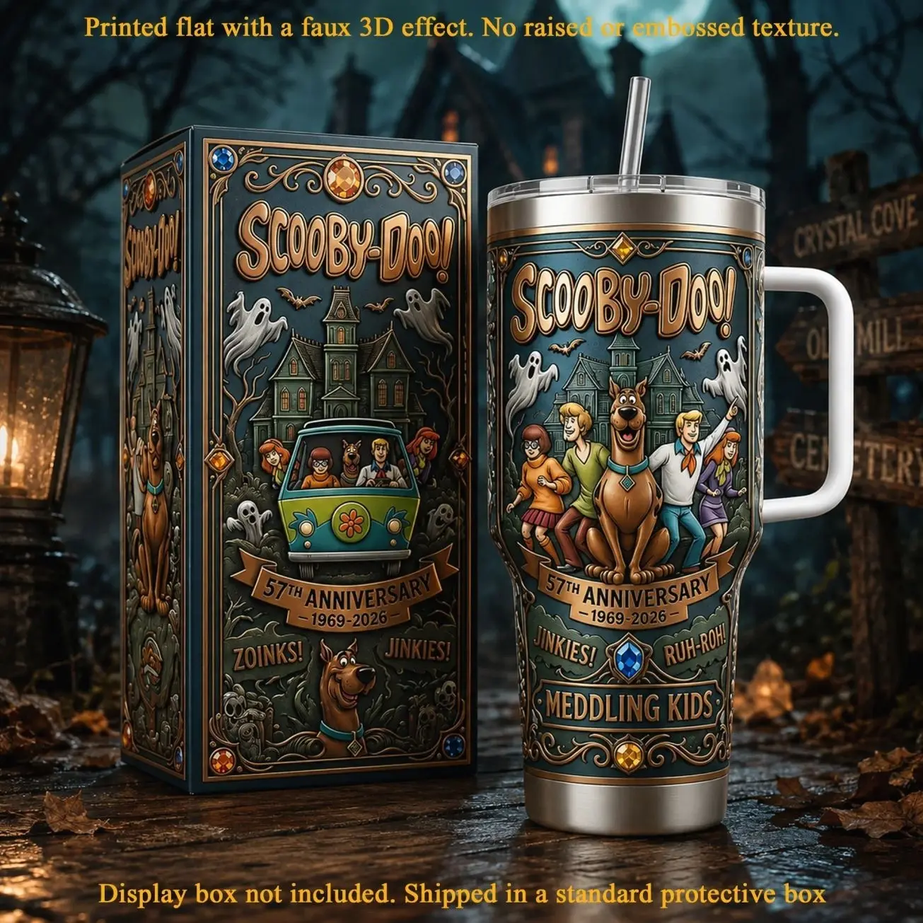 Scooby-Doo 57th Anniversary 1969–2026 40oz Tumbler With Handle, Premium Vacuum Insulated Stainless Steel Travel Mug, Mystery Inc.