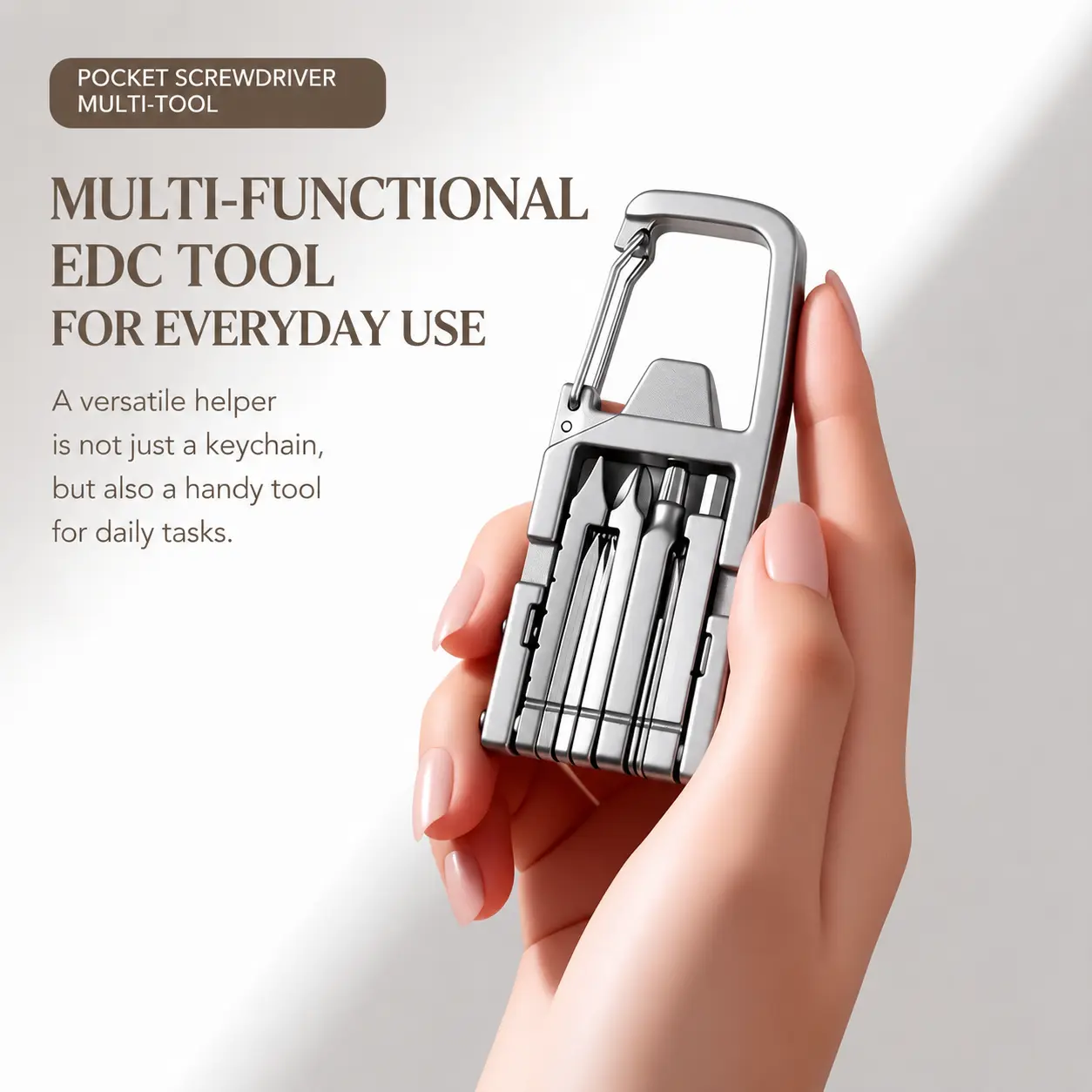 Stainless Steel EDC Multi-Tool Keychain - Pocket Screwdriver Set, Bottle Opener, SIM Card Ejector Pin, Mini Everyday Carry Gadget