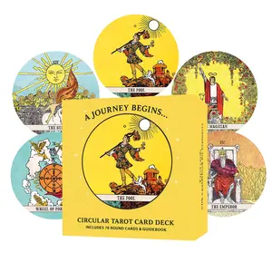 Tarot Cards for Beginner, 78 Round Tarot Cards with Guidebook, Artwork, Round Tarot Deck can be used for fortune telling, spiritual growth, meditation and advanced divination practice (3.93*3.93 inches).