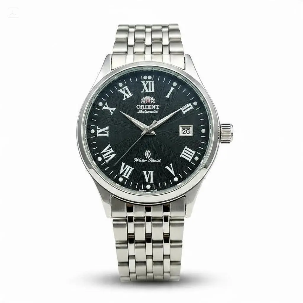 Orient 3-Star Automatic Men's Mechanical Watch - Mixed Roman & Arabic Numeral Dial, Date Window, Water Resistant, Stainless Steel Bracelet, Classic Business Dress Wrist Watch Gift For Him