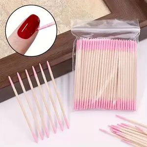 100 Pack Double-Ended Cotton Swabs with Precision Tips, Unscented Gentle Nail Cleaning Tool for Manicure and Pedicure, Hygiene Packaging