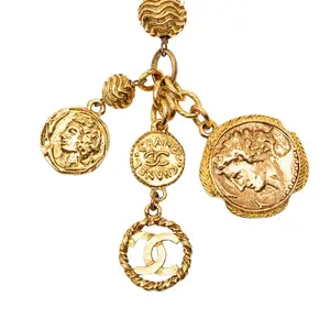 Pre-owned CHANEL Brass Small Leather Goods Coco Mark Long Pendant Necklace