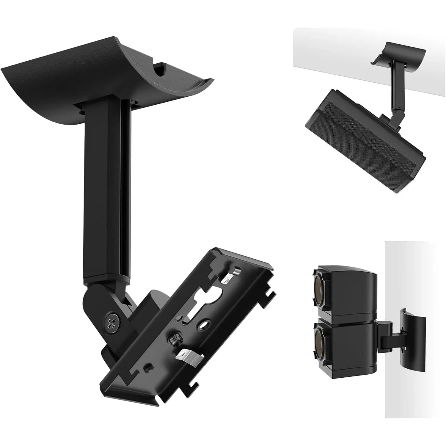 2-Pack 2-in-1 Waterproof Swivel Wall/Ceiling Speaker Mount - Adjustable Angles Accessory for 520 Home System, 525iii ST, Cube, UB-20, UB-20 Series II, WB-50 II, Lifestyle, Soundtouch, Cinemate, Acoustimass (Black)