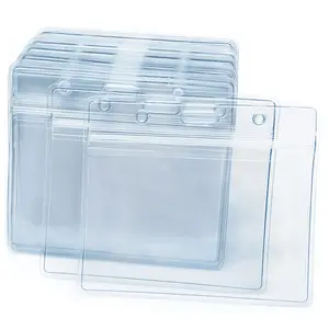 2/5pcs Transparent Card Protector Sleeves, Pass Card Holder, ID Badge, Work Badge, Record Card Protector, Nurse ID Card Holder, PVC Material, Office Supplies