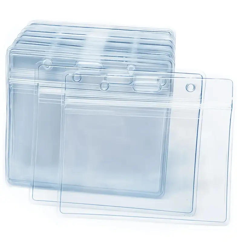2/5pcs Transparent Card Protector Sleeves, Pass Card Holder, ID Badge, Work Badge, Record Card Protector, Nurse ID Card Holder, PVC Material, Office Supplies