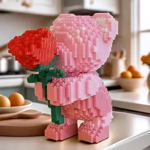 Assembly Bear, Romantic Bear, Perfect Gift, Ideal for Couples and Parents, High Difficulty Assembly, Building Blocks Toy