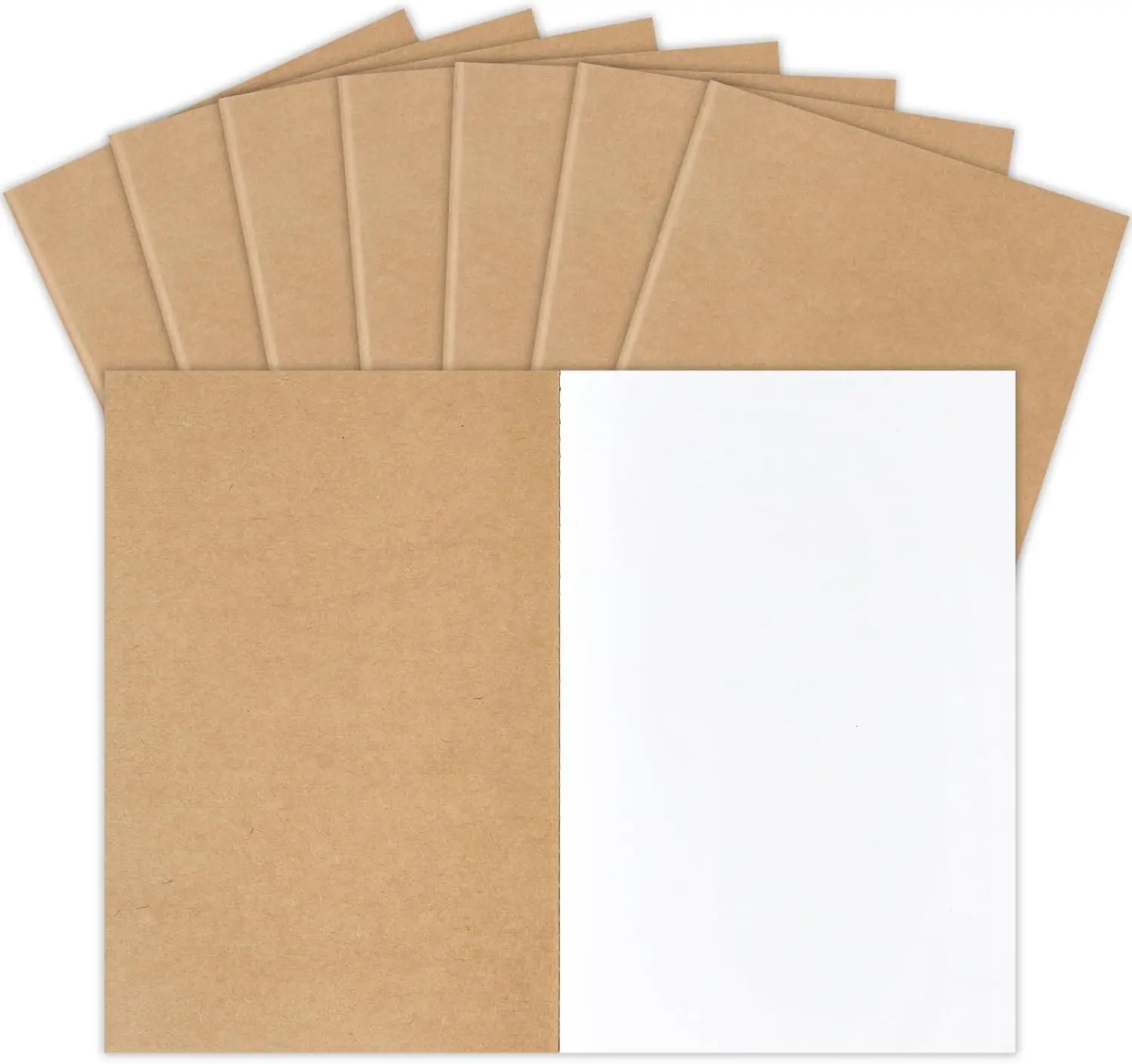 8-Pack Blank Kraft A5 Notebooks, 60 Pages, 8.3x5.5 Inches Bulk Office Stationery for Kids' Junk Journal & Sketch Drawing