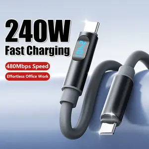240w Super Fast Charging Cable Pd3.1 Digital Display USB-C to USB-C Charger 480mbps High Speed Data Transfer for iPhone Samsung Macbook Pixel