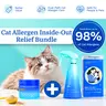 PACAGEN Deluxe Cat Allergen Inside-Out Relief Bundle Set - Pet Healthcare Supplement, Allergen Neutralizing Spray