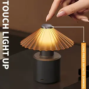 Fan-shaped Design Night Light Rechargeable Portable Bedside Lamp Stepless Dimming Home Decor Lighting Bedroom Night Light Desk Lamp LED Light Suitable for Bedroom and Desk Ambient Lighting