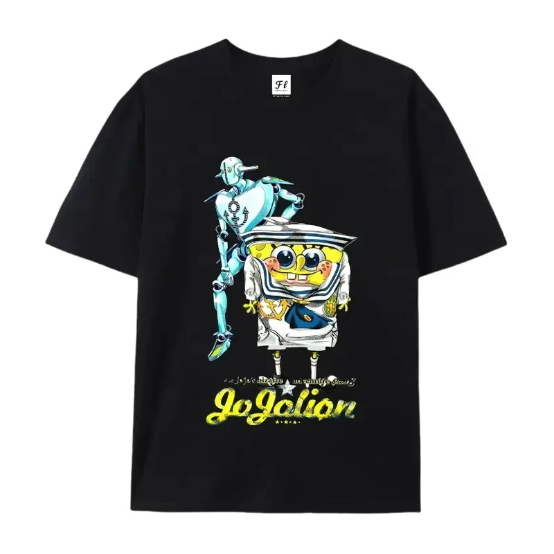 JJBA Josuke cotton anime fashion tee, Jojolion Higashikata Sponge style Stand Soft & Wet-,man top streetwear casual T-shirt