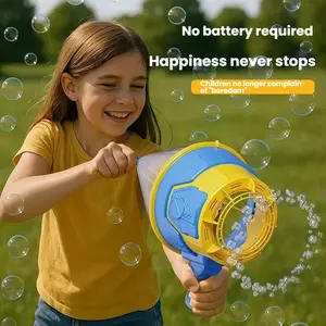 A novel and unique handheld air-powered bubble gun for children: simply pull and release to send bubbles flying everywhere! No batteries required, providing endless fun and filling your child's childhood with the magic of bubbles.