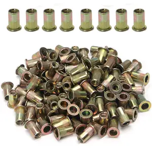 100pcs Carbon SAE 3/8-16 Rivet Nuts Threaded Rivet Insert Nutsert Rivnuts Kit 3/8-16UNC