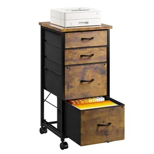 Raybee Furniture Mobile File Cabinet with 4 Fabric Drawers Vertical Storage Filing Cabinet Fits A4/Letter Size Printer Stand for Home & Small Office Use Metal Frame Stable Space-saving Organizer